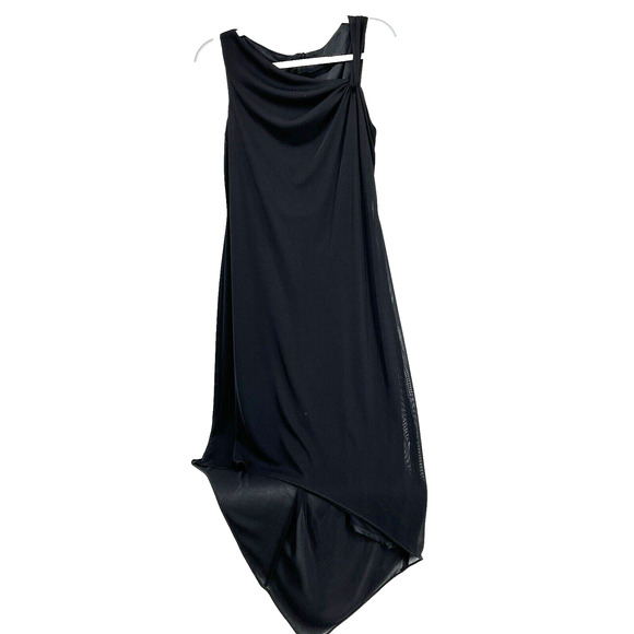 David Meister Dress 12 Black Asymmetrical Hem Neckline Cocktail LBD - Picture 1 of 12